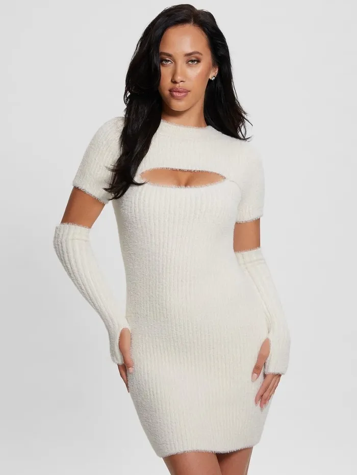 Women Meteor Detached Sleeve Knit Dress Dove White Dresses and Jumpsuits GUESS Women Meteor Detached Sleeve Knit Dress Dove White Dresses and Jumpsuits GUESS