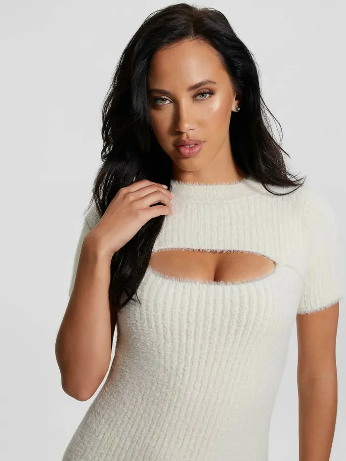 Women Meteor Detached Sleeve Knit Dress Dove White Dresses and Jumpsuits GUESS Women Meteor Detached Sleeve Knit Dress Dove White Dresses and Jumpsuits GUESS