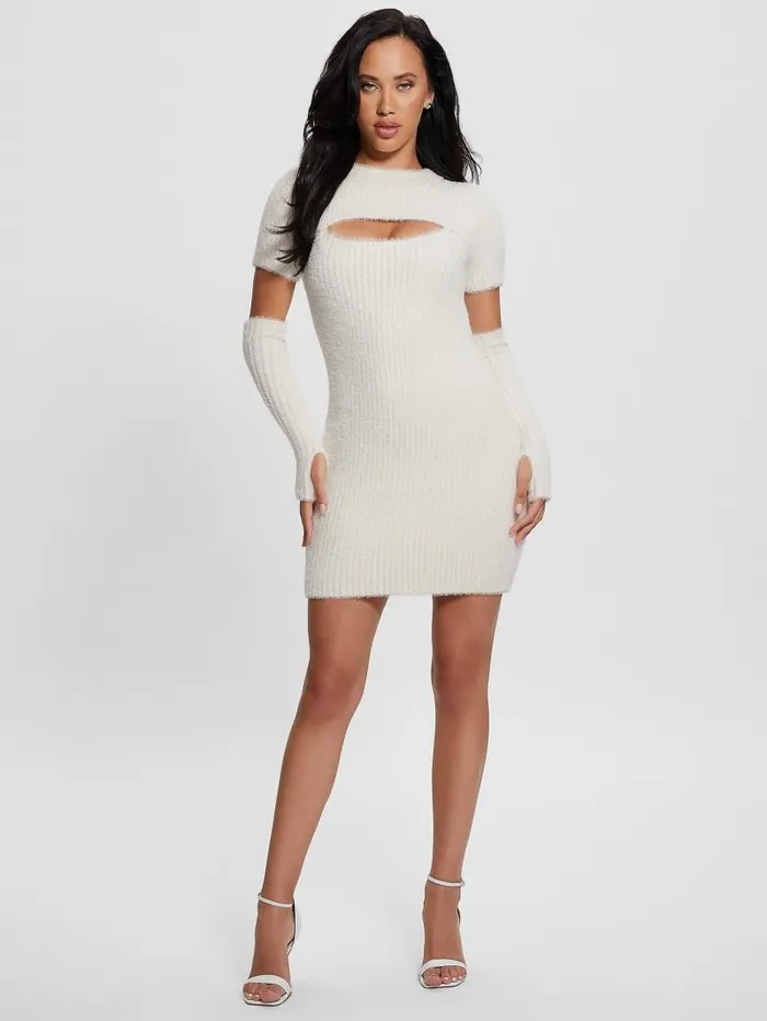 Women Meteor Detached Sleeve Knit Dress Dove White Dresses and Jumpsuits GUESS Women Meteor Detached Sleeve Knit Dress Dove White Dresses and Jumpsuits GUESS