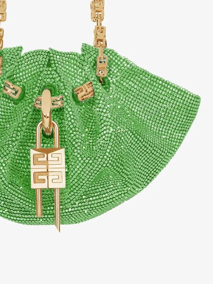 Women Micro Bags Givenchy Mini Kenny Bag In Satin With Strass Absynthe Green