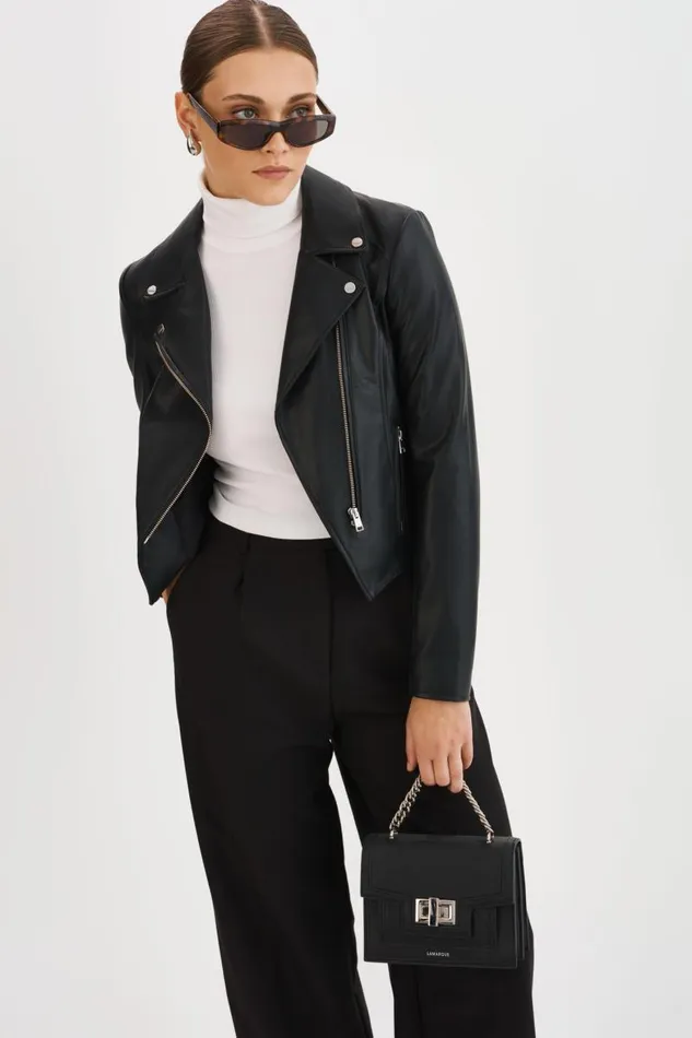 Women MONICA Faux Leather Jacket Black LAMARQUE Leather Jackets