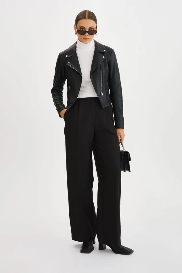 Women MONICA Faux Leather Jacket Black LAMARQUE Leather Jackets