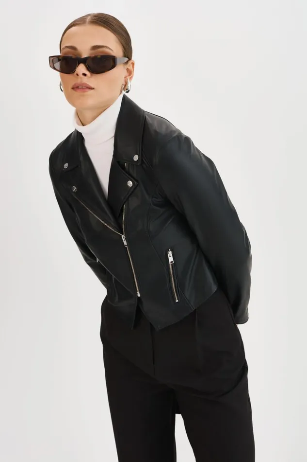 Women MONICA Faux Leather Jacket Black LAMARQUE Leather Jackets