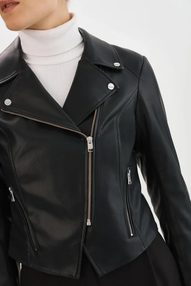 Women MONICA Faux Leather Jacket Black LAMARQUE Leather Jackets