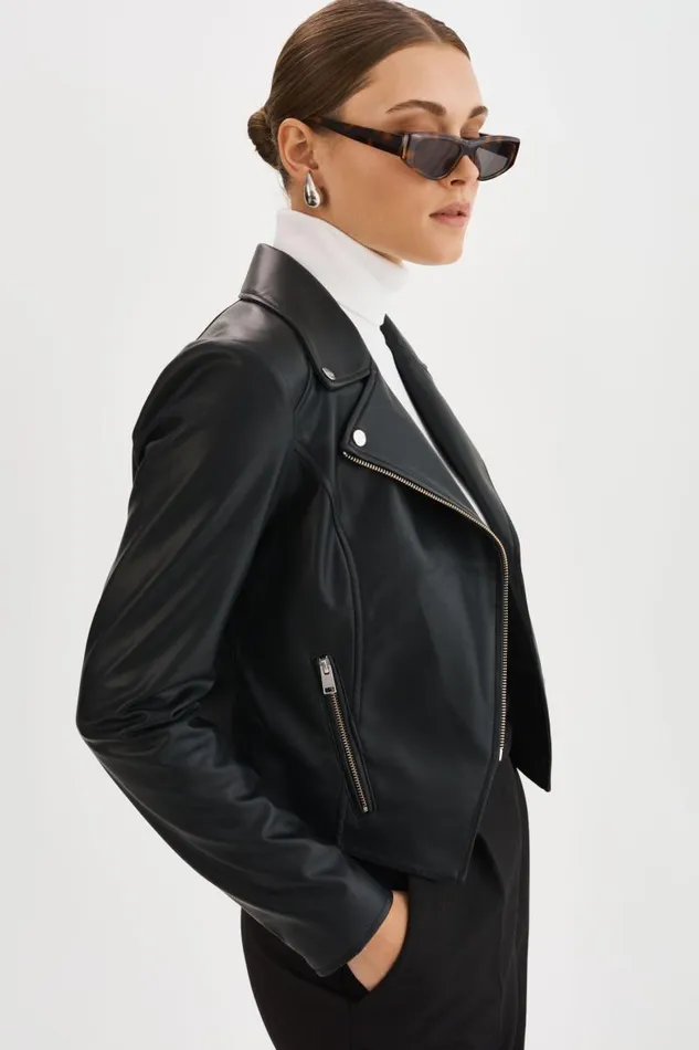 Women MONICA Faux Leather Jacket Black LAMARQUE Leather Jackets