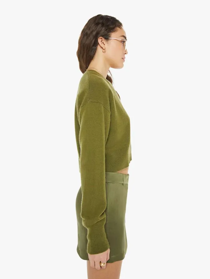 Women Mother Denim Adele Cropped VNeck Cardigan Olive Women Mother Denim Adele Cropped VNeck Cardigan Olive
