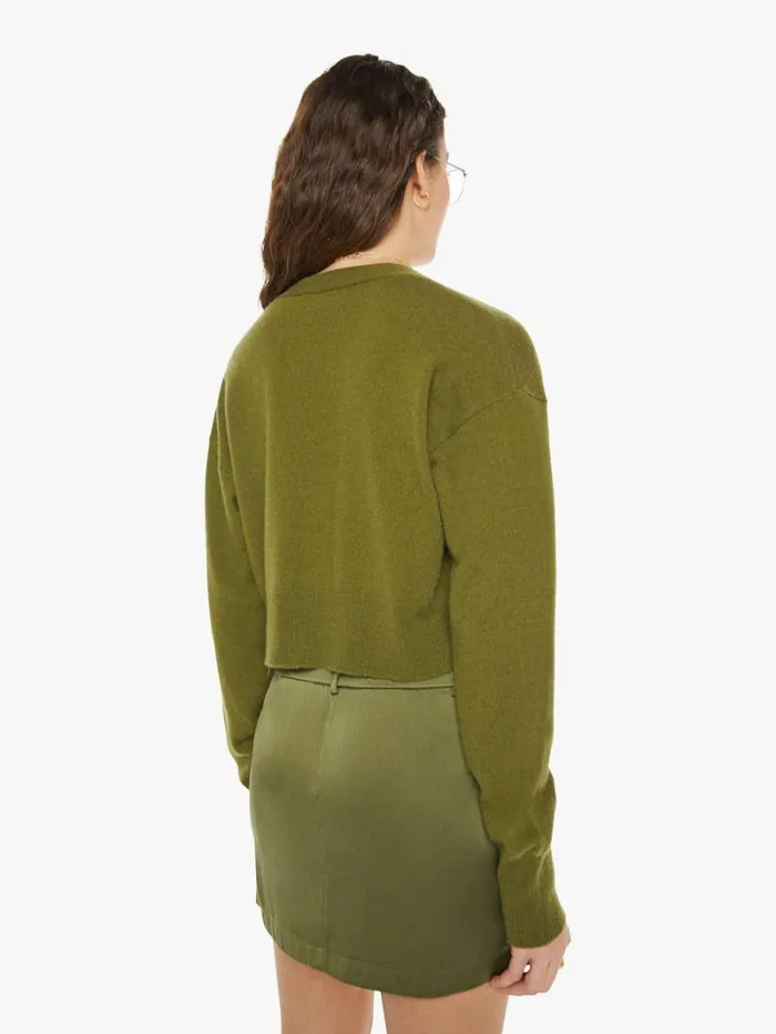 Women Mother Denim Adele Cropped VNeck Cardigan Olive Women Mother Denim Adele Cropped VNeck Cardigan Olive