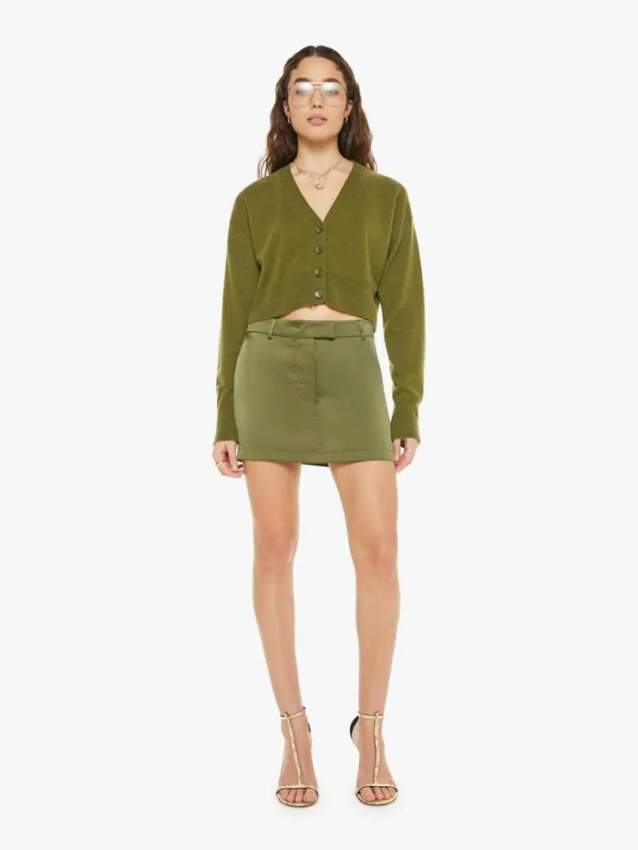 Women Mother Denim Adele Cropped VNeck Cardigan Olive Women Mother Denim Adele Cropped VNeck Cardigan Olive