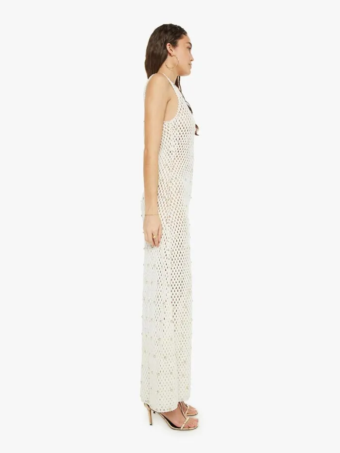 Women Mother Denim Adele Pearl Crochet Dress Ivory