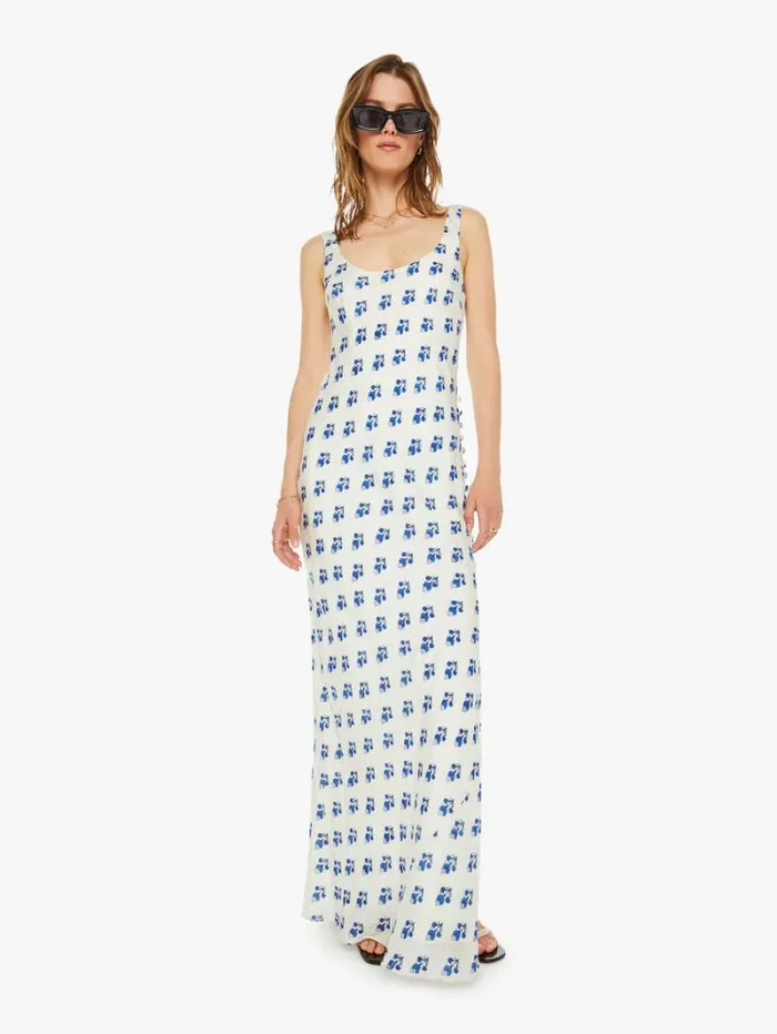 Women Mother Denim Adele Silk Dress Indigo Bhutti