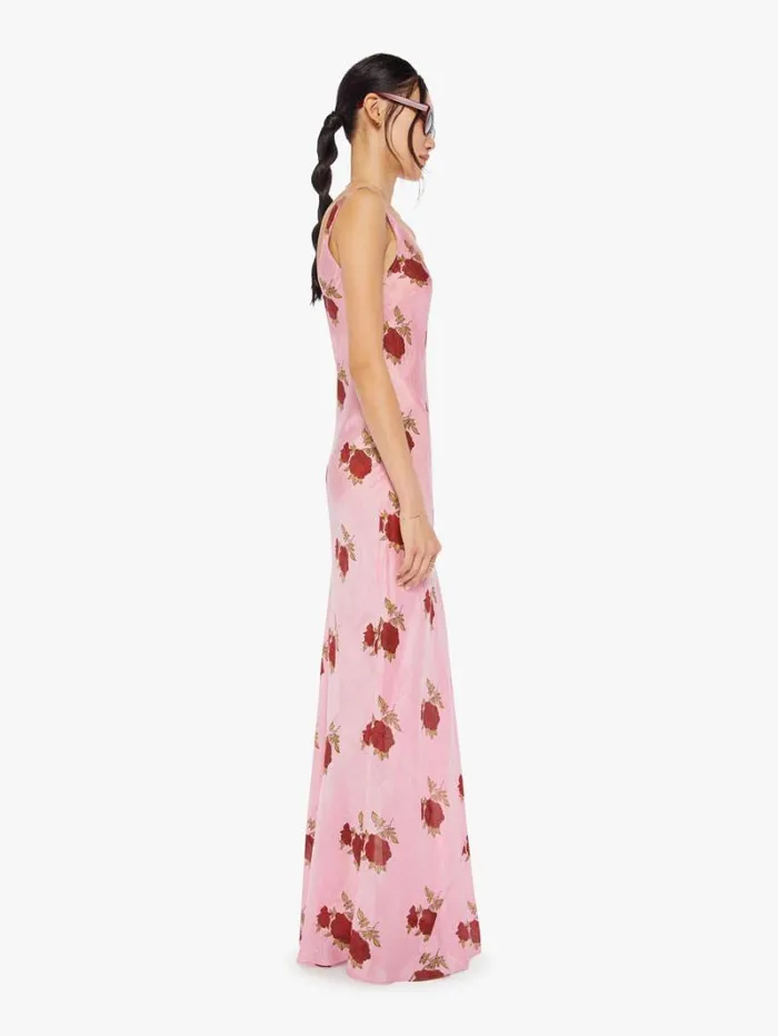 Women Mother Denim Adele Silk Dress Pink Ruby