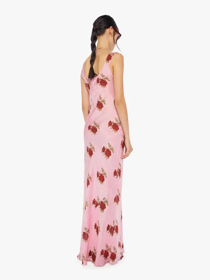 Women Mother Denim Adele Silk Dress Pink Ruby