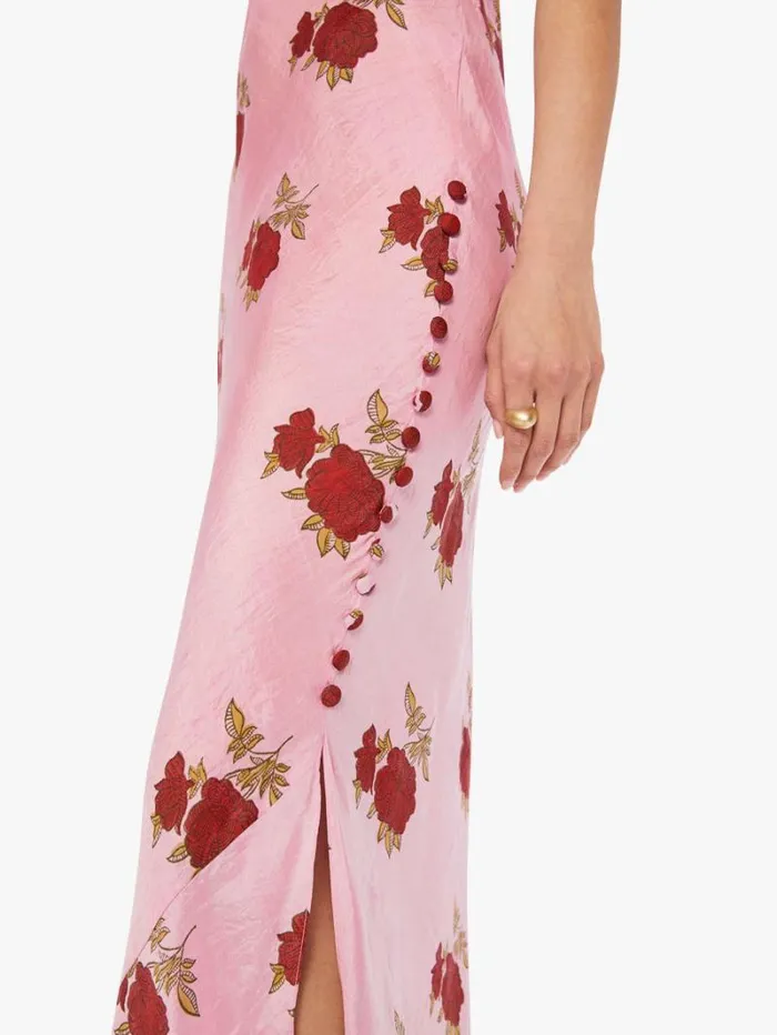 Women Mother Denim Adele Silk Dress Pink Ruby