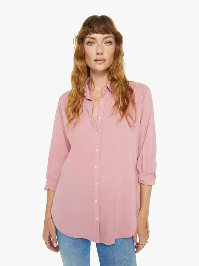 Women Mother Denim Beau Shirt Rose Petal