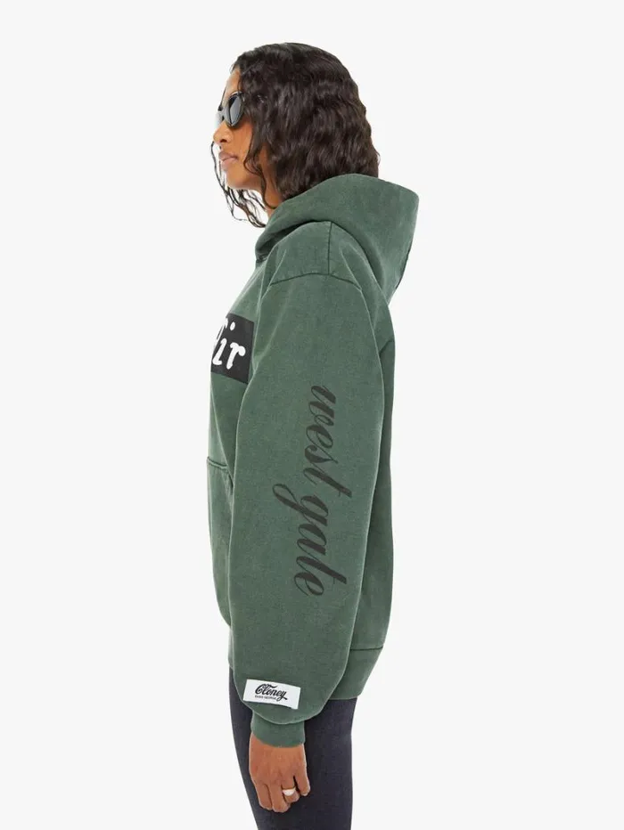 Women Mother Denim BelAir Pull Over Hoodie Forest Green