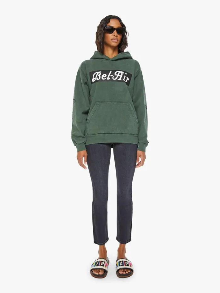 Women Mother Denim BelAir Pull Over Hoodie Forest Green