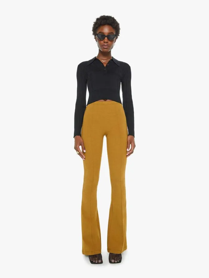 Women Mother Denim Frances Cropped Collared Henley Black