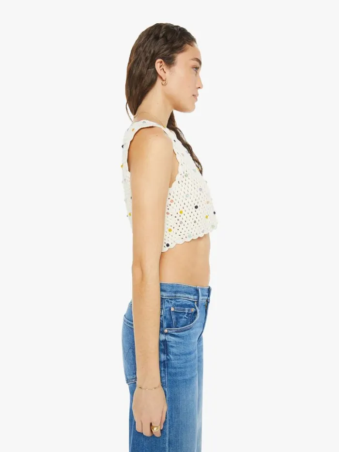 Women Mother Denim Ludi Pearl Beaded Crochet Top Ivory Women Mother Denim Ludi Pearl Beaded Crochet Top Ivory