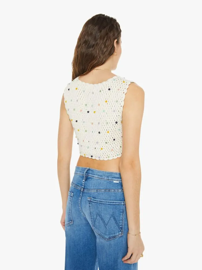 Women Mother Denim Ludi Pearl Beaded Crochet Top Ivory Women Mother Denim Ludi Pearl Beaded Crochet Top Ivory