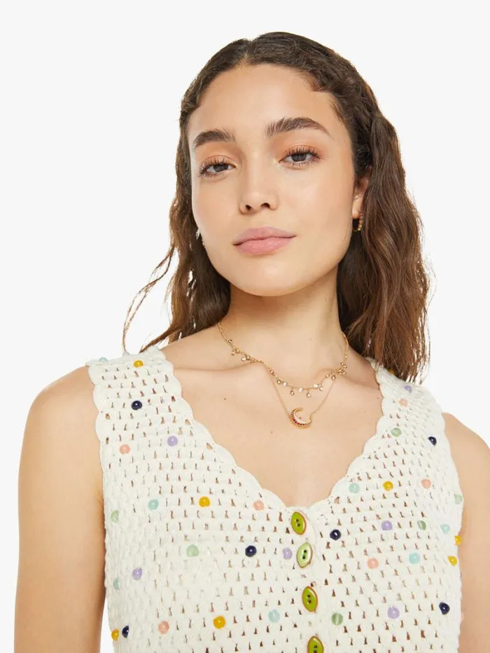 Women Mother Denim Ludi Pearl Beaded Crochet Top Ivory Women Mother Denim Ludi Pearl Beaded Crochet Top Ivory