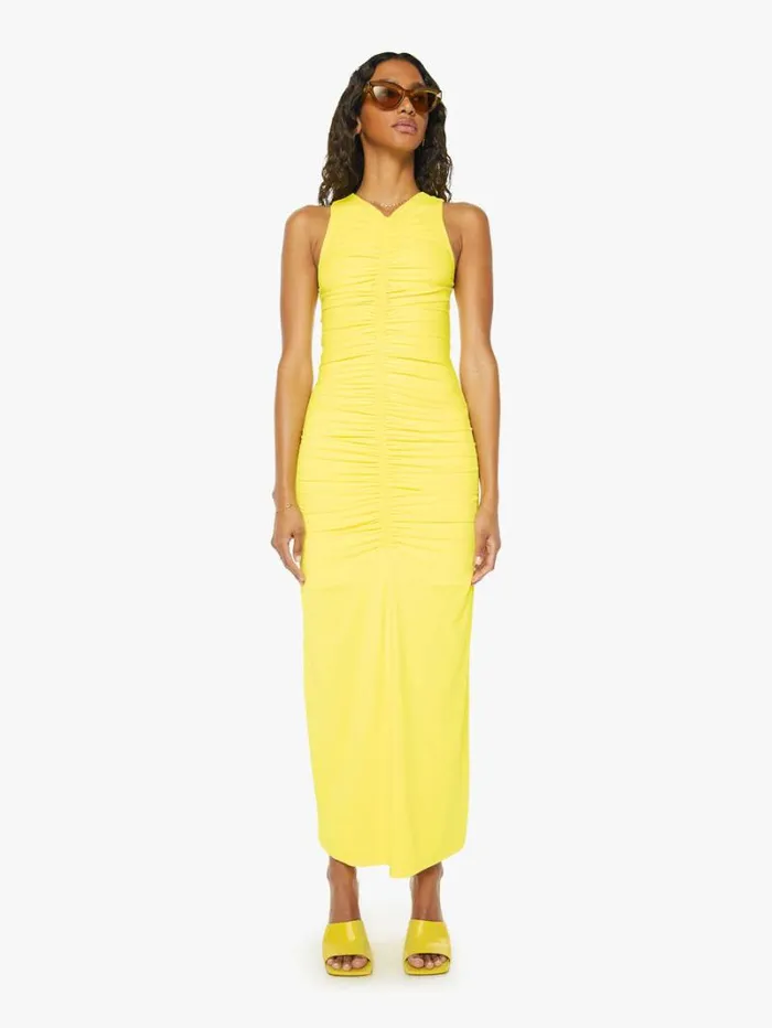 Women Mother Denim Mich Midi Dress Yellow