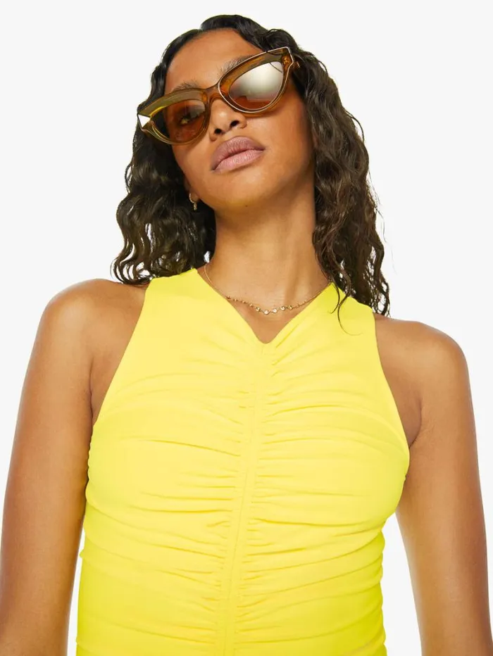 Women Mother Denim Mich Midi Dress Yellow