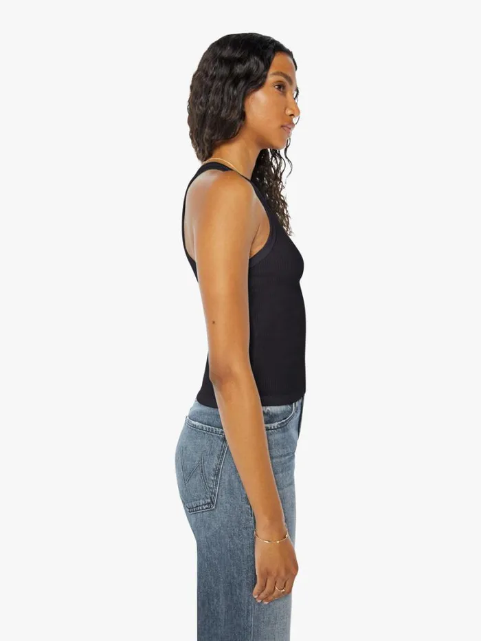 Women Mother Denim Rib Fitted Scooped Tank Black