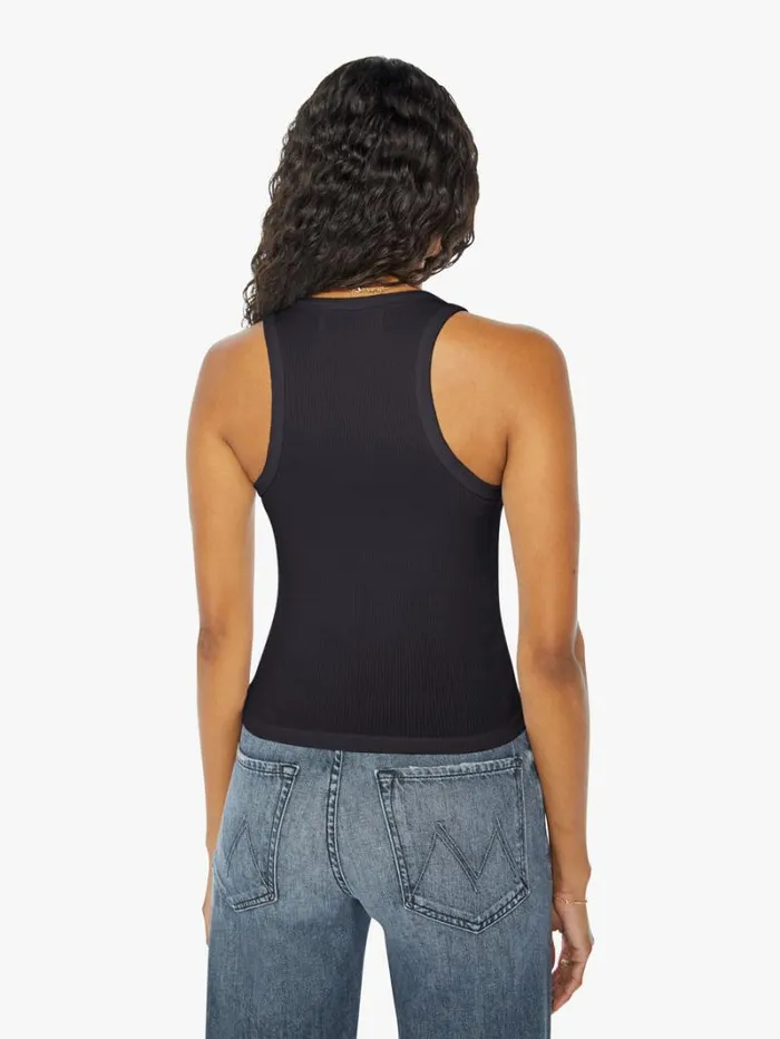 Women Mother Denim Rib Fitted Scooped Tank Black