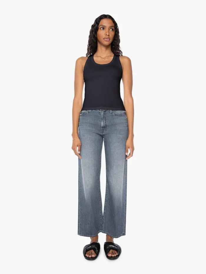 Women Mother Denim Rib Fitted Scooped Tank Black