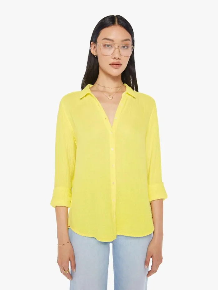 Women Mother Denim Scout Shirt Pale Yellow