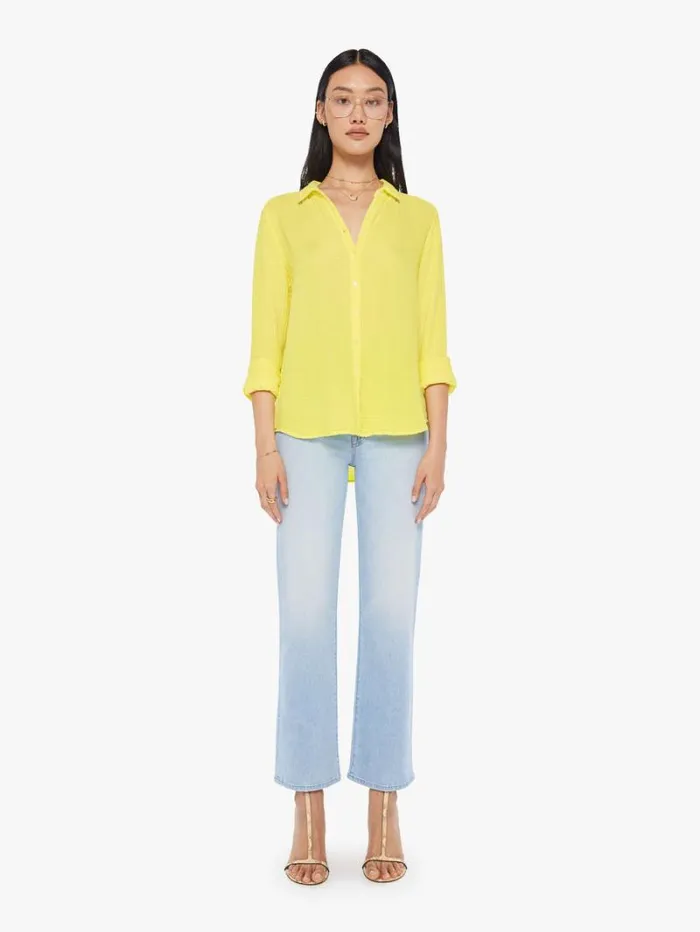 Women Mother Denim Scout Shirt Pale Yellow