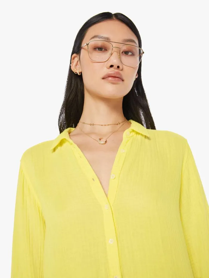 Women Mother Denim Scout Shirt Pale Yellow