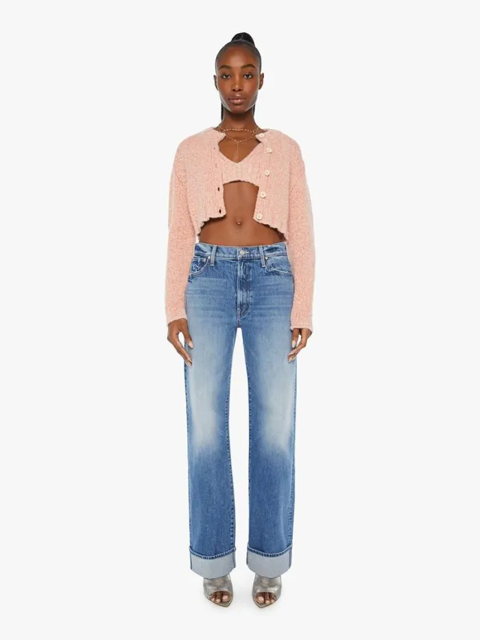 Women Mother Denim The Crop Cardigan Peach Fuzz