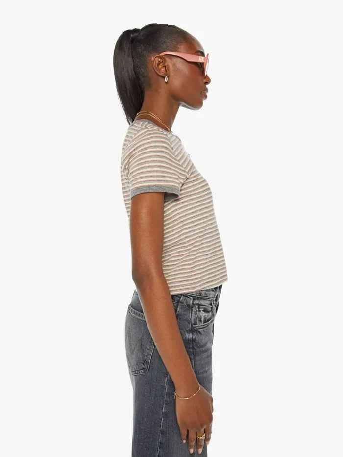 Women Mother Denim The Itty Bitty Ringer Red Multi