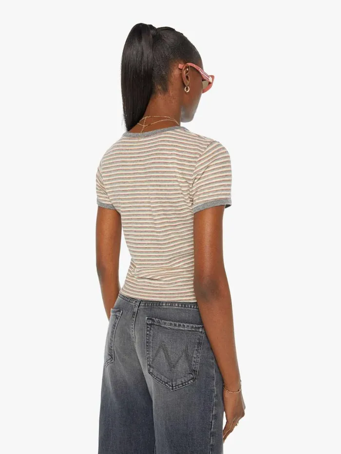 Women Mother Denim The Itty Bitty Ringer Red Multi