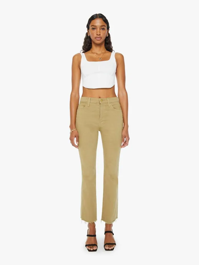 Women Mother Denim The Tripper Flood Fray Cedar