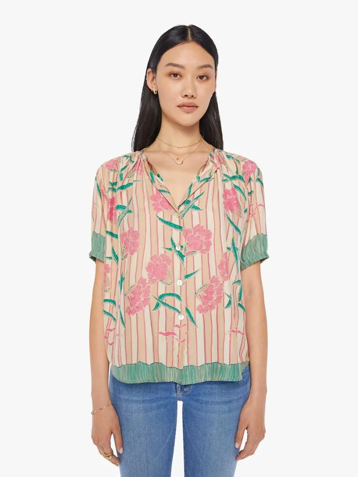 Women Mother Denim Violet Top Chamomile Rose