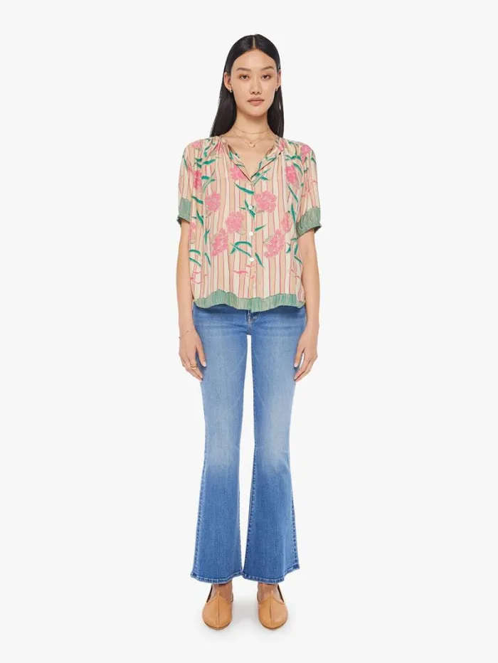 Women Mother Denim Violet Top Chamomile Rose