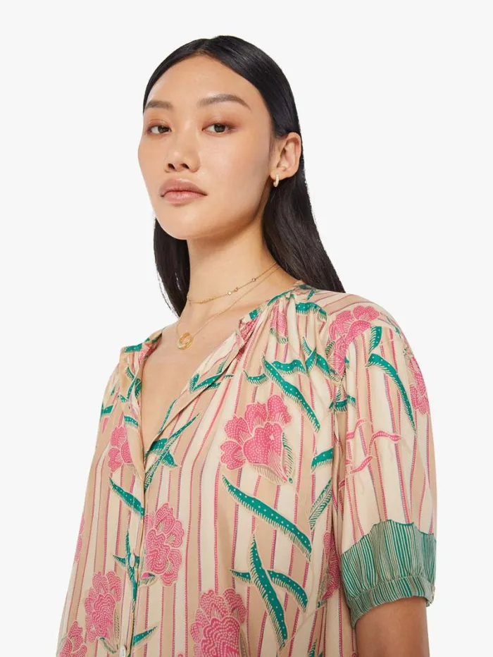 Women Mother Denim Violet Top Chamomile Rose