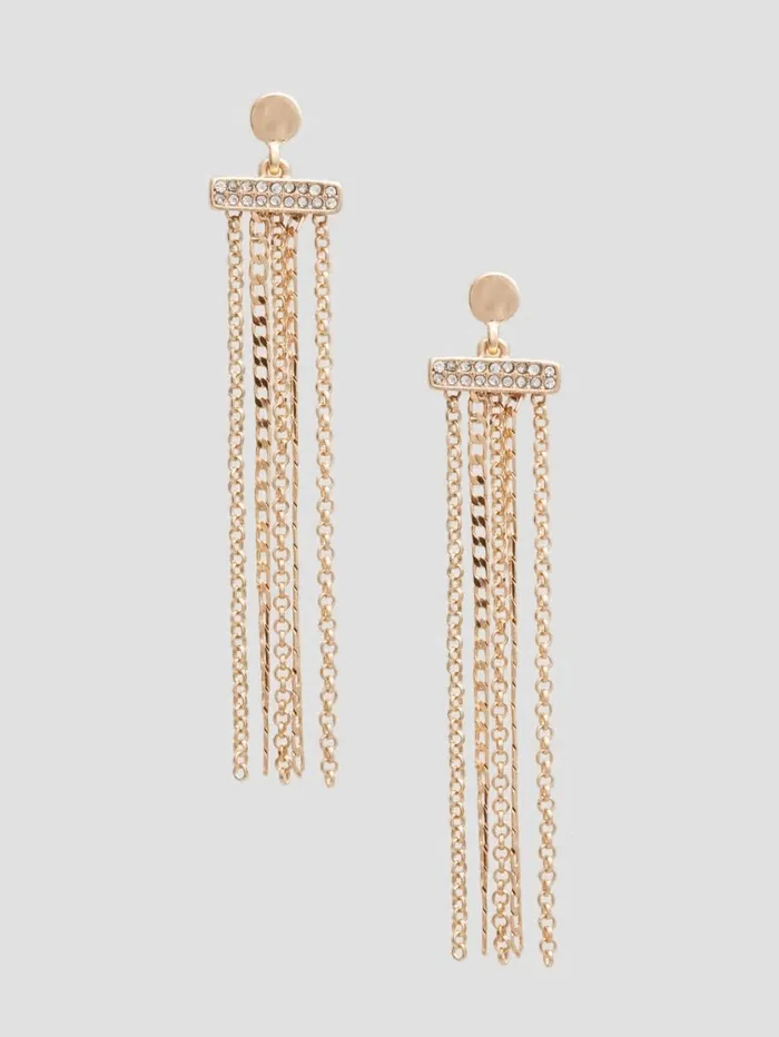 Women Multi Strand Linear Earrings Gold Jewelry GUESS