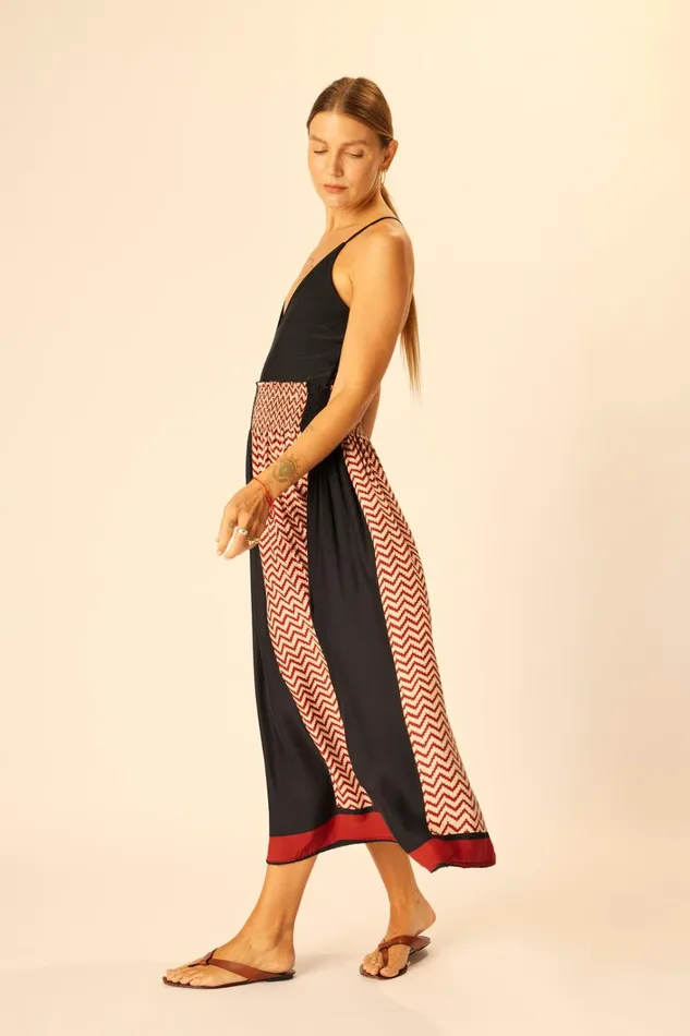 Women Natalie Martin Bottoms Bella Skirt Block Zigzag Noire