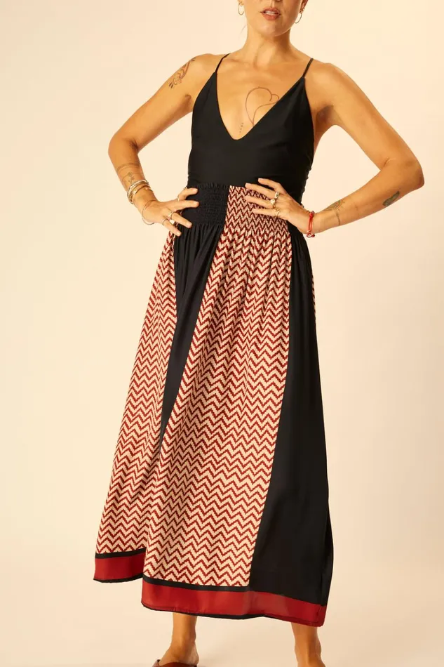 Women Natalie Martin Bottoms Bella Skirt Block Zigzag Noire
