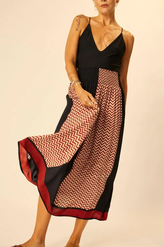 Women Natalie Martin Bottoms Bella Skirt Block Zigzag Noire