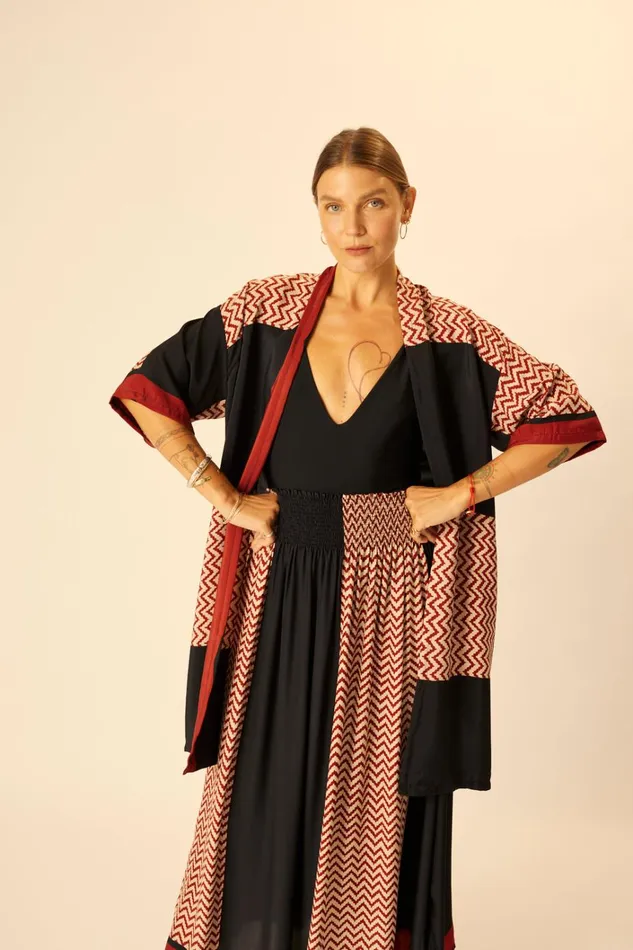 Women Natalie Martin Bottoms Bella Skirt Block Zigzag Noire