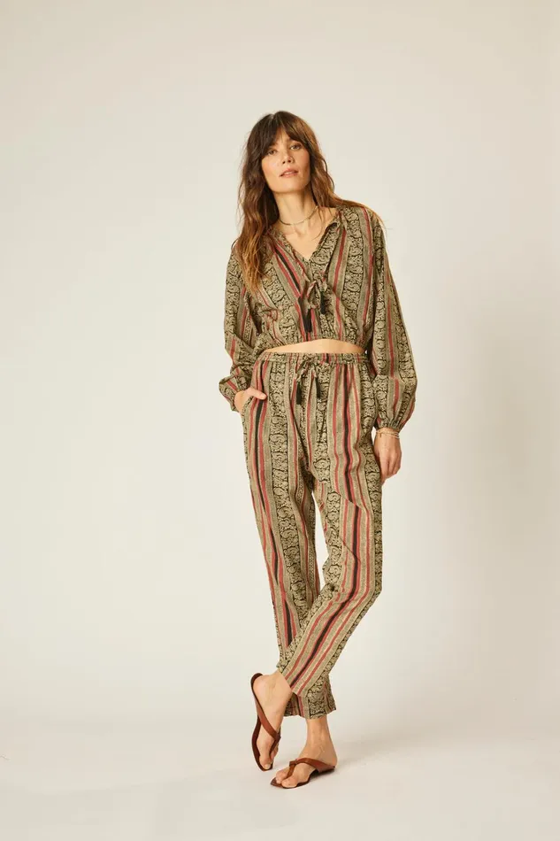 Women Natalie Martin Bottoms Bianca Pant Paisley Stripe Black