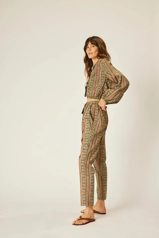 Women Natalie Martin Bottoms Bianca Pant Paisley Stripe Black Women Natalie Martin Bottoms Bianca Pant Paisley Stripe Black