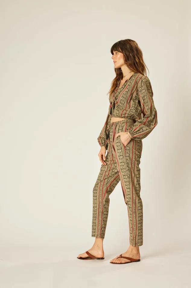 Women Natalie Martin Bottoms Bianca Pant Paisley Stripe Black Women Natalie Martin Bottoms Bianca Pant Paisley Stripe Black