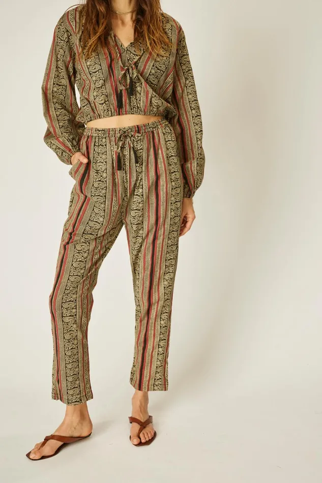 Women Natalie Martin Bottoms Bianca Pant Paisley Stripe Black Women Natalie Martin Bottoms Bianca Pant Paisley Stripe Black