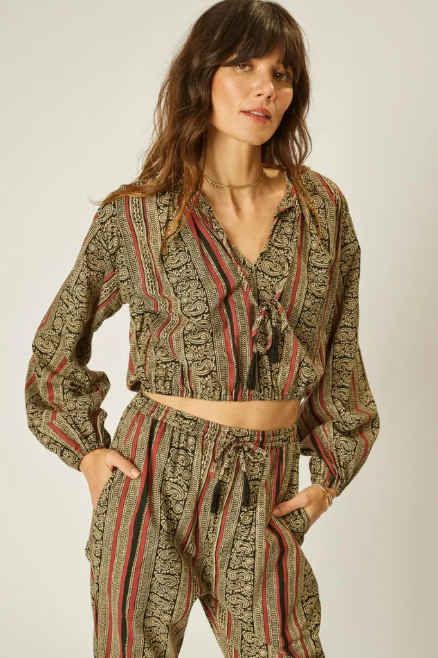Women Natalie Martin Bottoms Bianca Pant Paisley Stripe Black Women Natalie Martin Bottoms Bianca Pant Paisley Stripe Black
