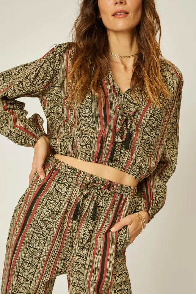 Women Natalie Martin Bottoms Bianca Pant Paisley Stripe Black Women Natalie Martin Bottoms Bianca Pant Paisley Stripe Black